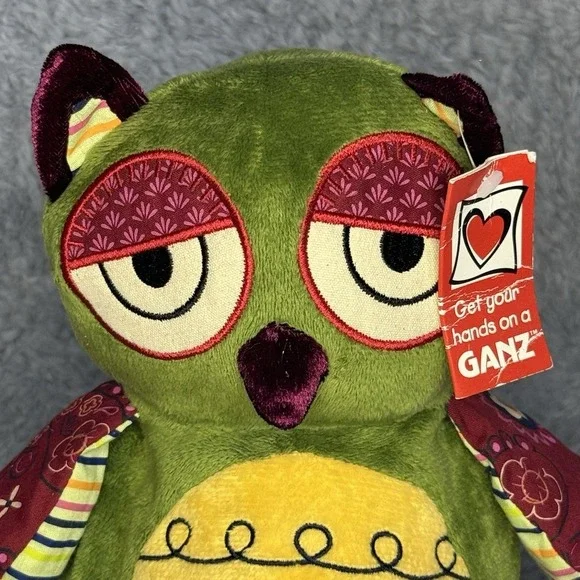 Ganz Owlet Owl Green Yellow Plush 9" Bird Stuffed Animal Toy HX11227 - Picture 2 of 8